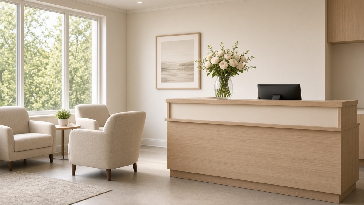 A bright hospital reception